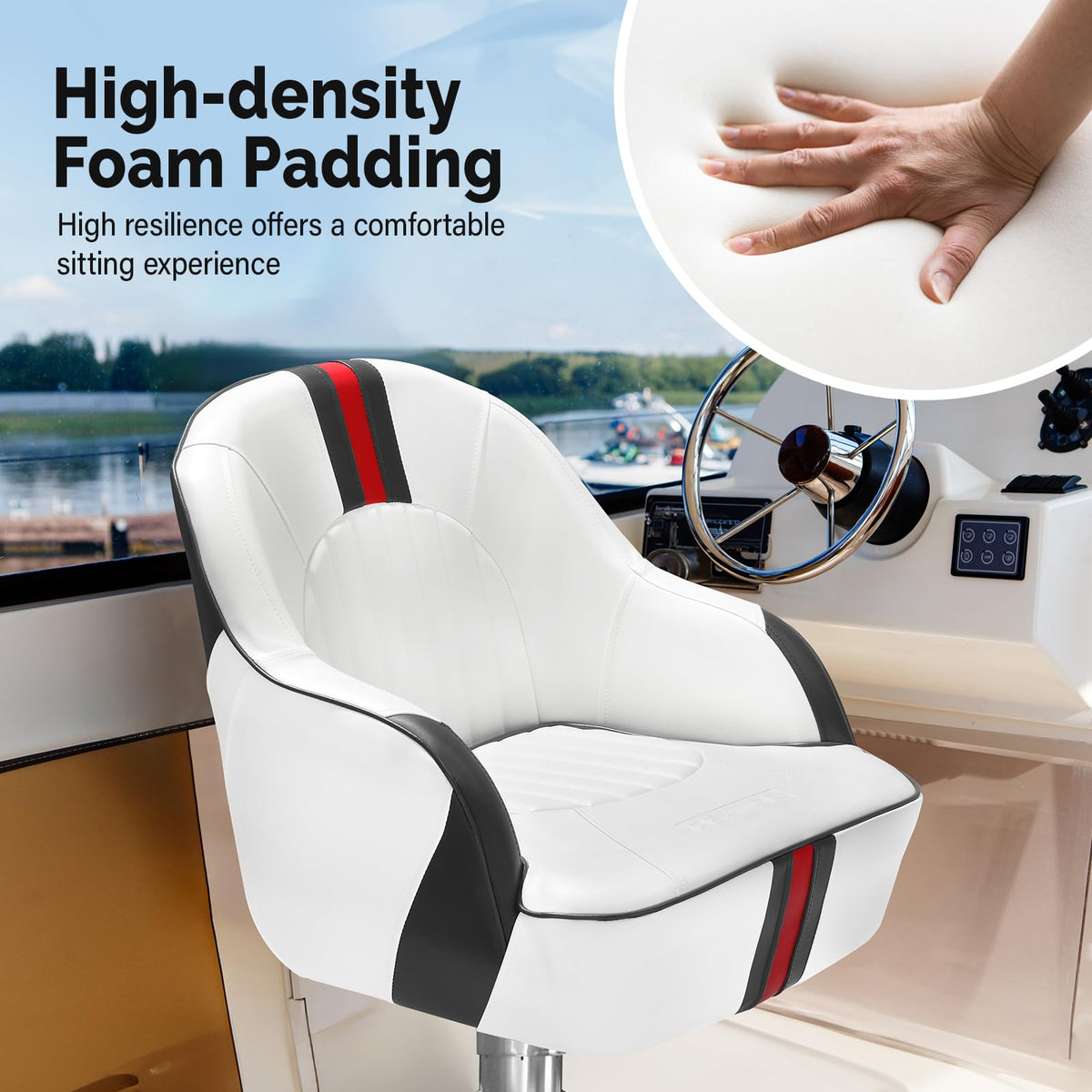 Pontoon Boat Captain Bucket Seat with Cover Z551