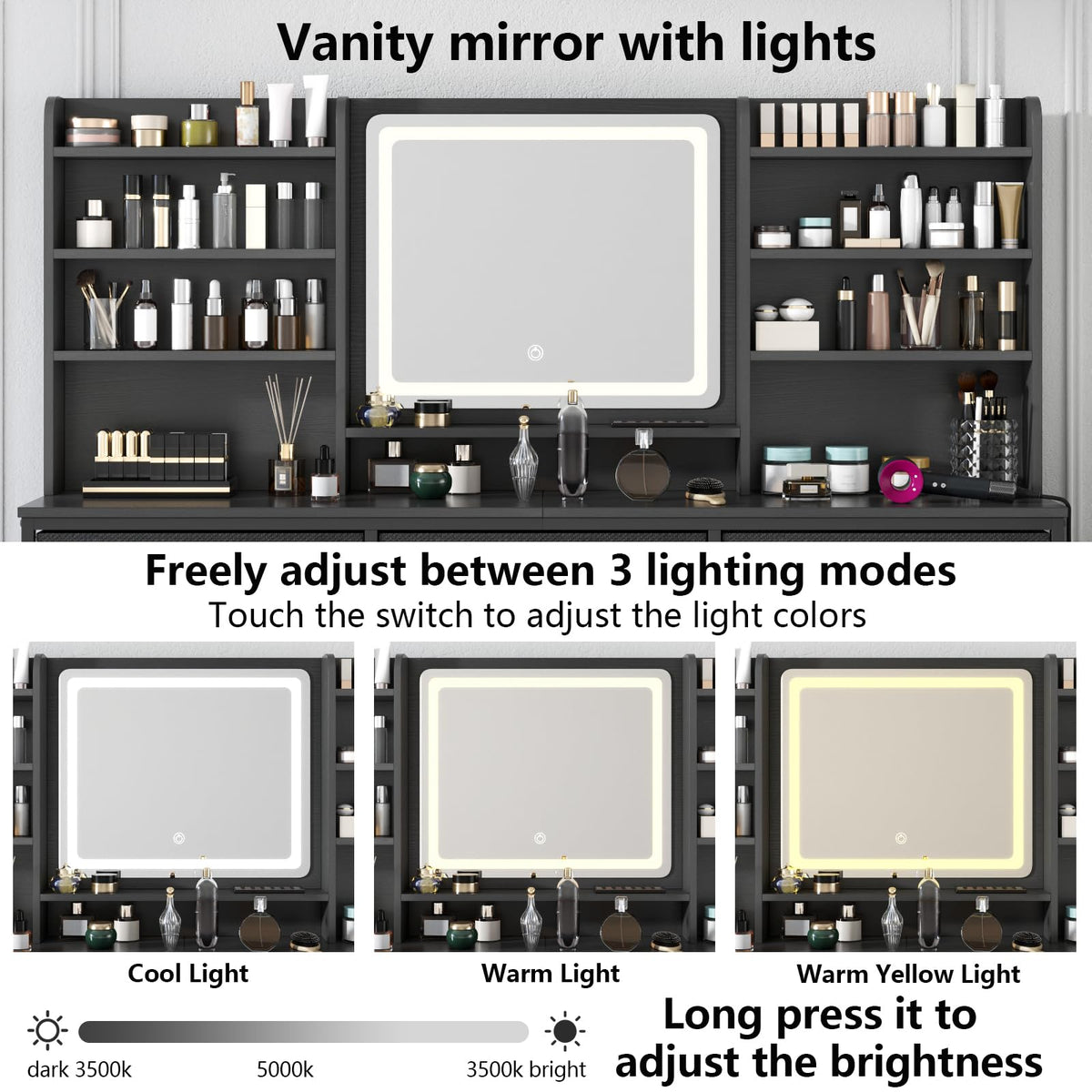 9 Drawer Dresser with LED Mirror K485