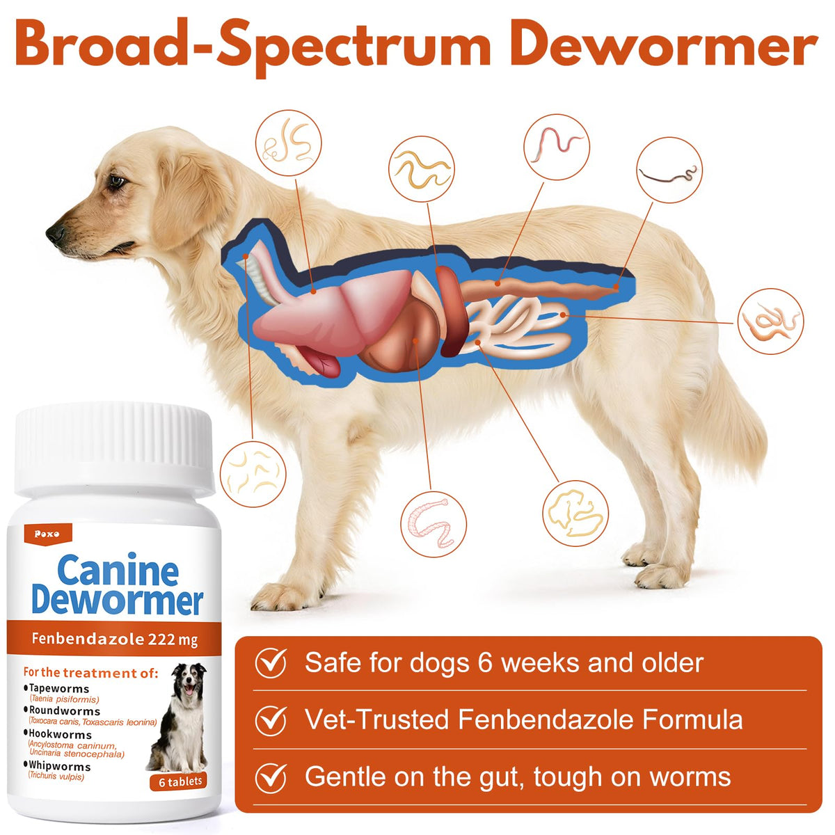 Fenbendazole Tablets for Dogs 6 Tablets Z789