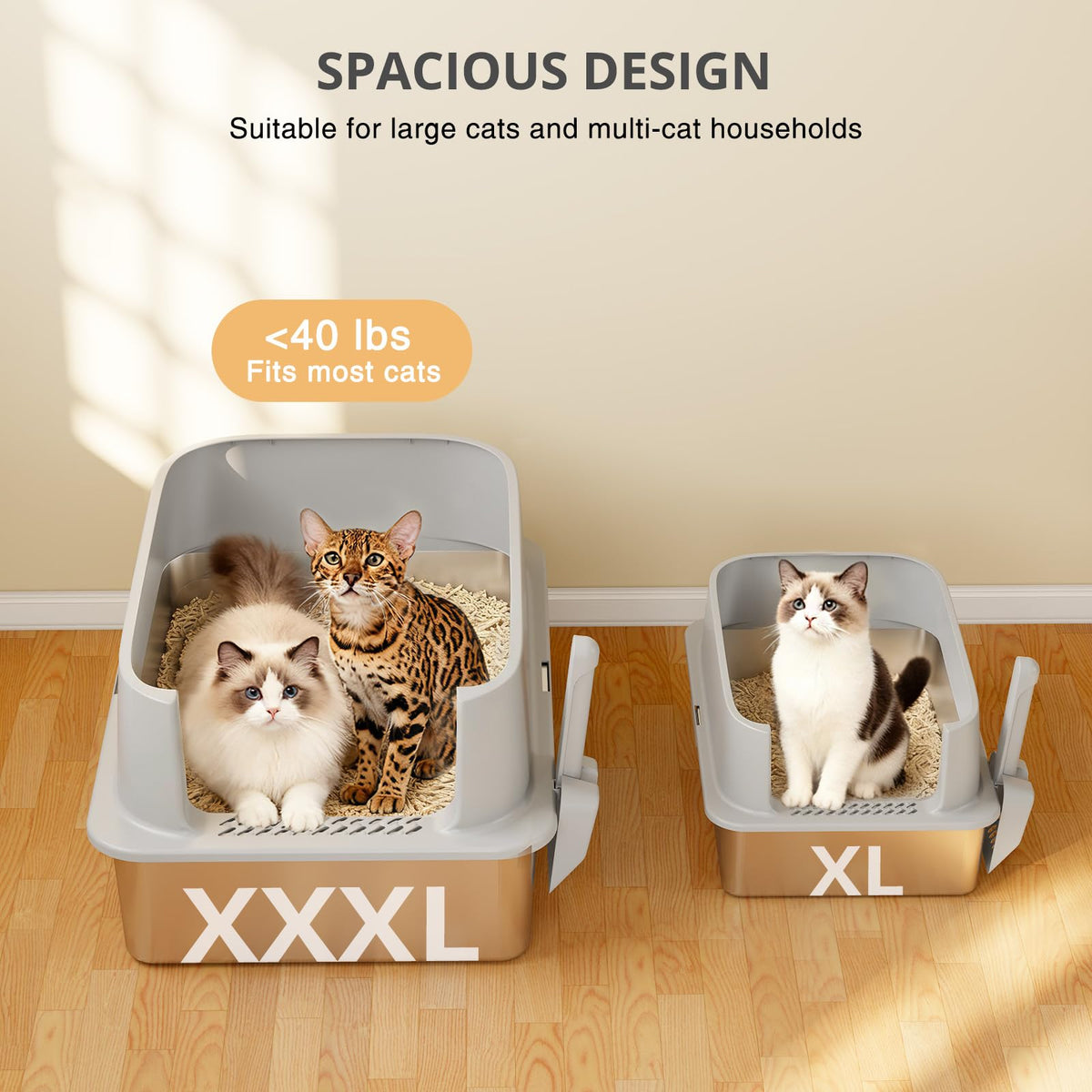 XXXL Stainless Steel Cat Litter Box with Lid D35208