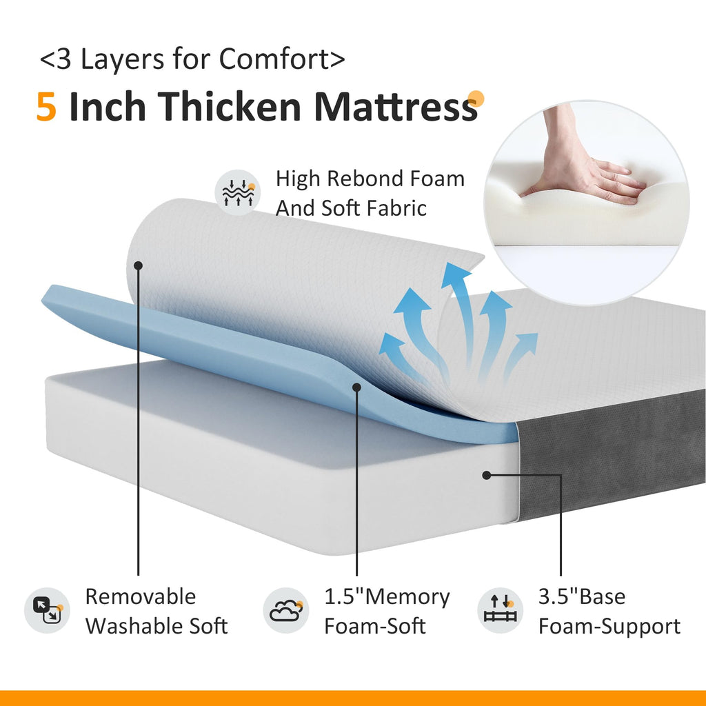Twin Size Folding Bed with Memory Foam Mattress Z778