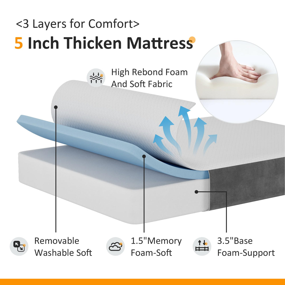 Twin Size Folding Bed with Memory Foam Mattress Z778
