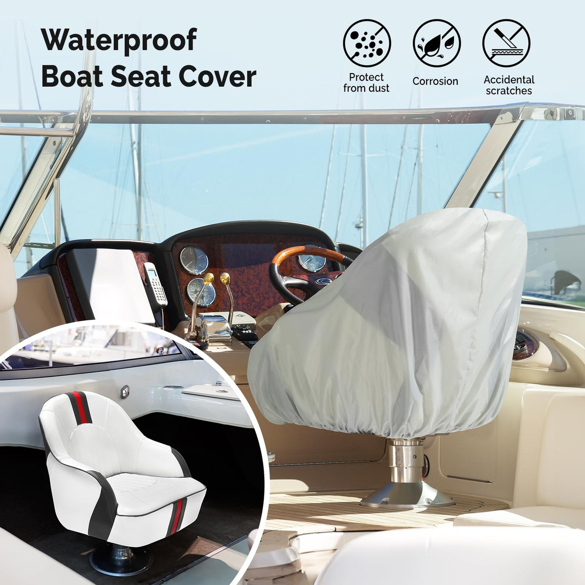Pontoon Boat Captain Bucket Seat with Cover Z551