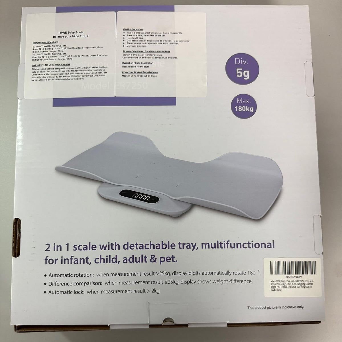 Baby Scale with Detachable Tray, Up to 400lb/180kg M2889