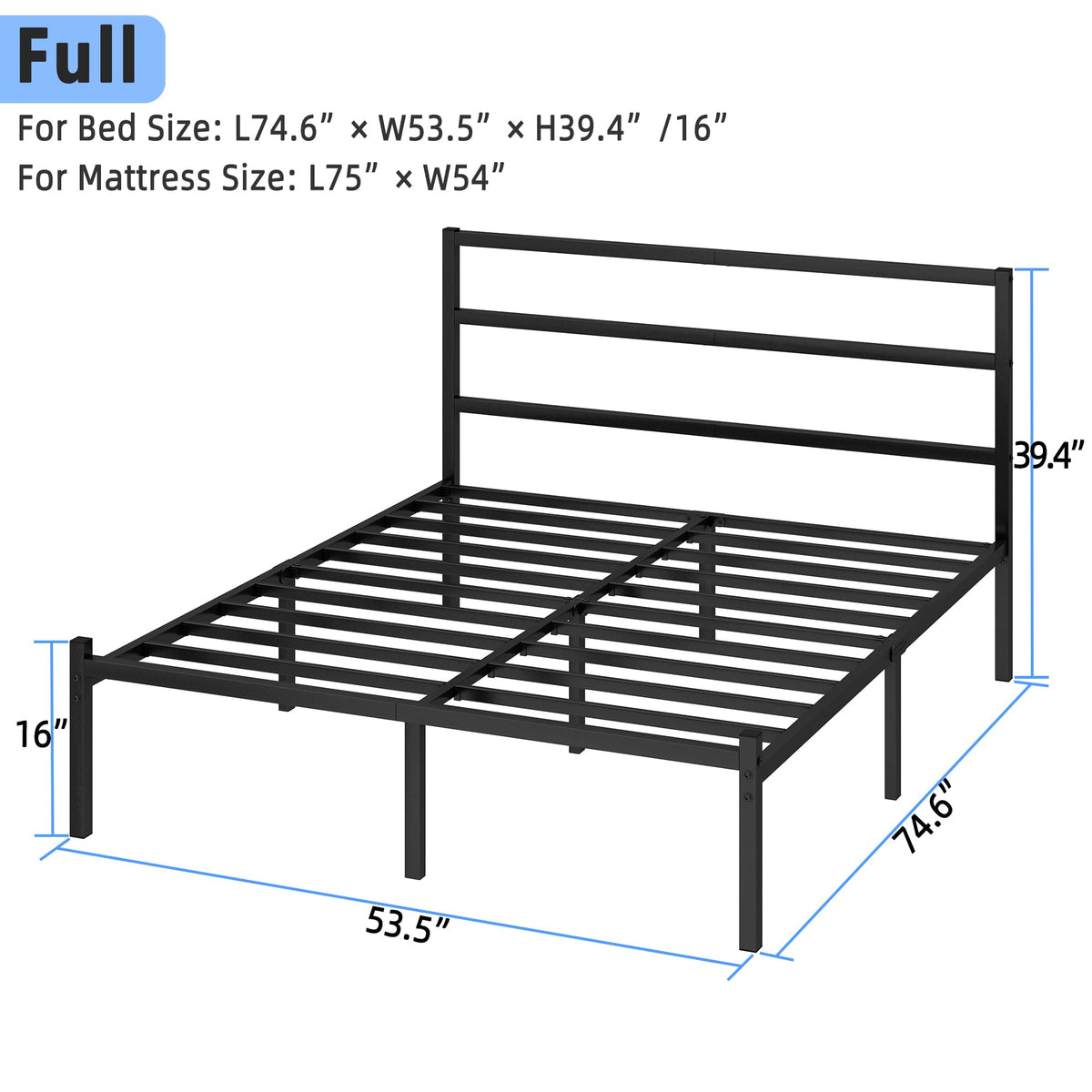 Black Full Size Bed Frame J313