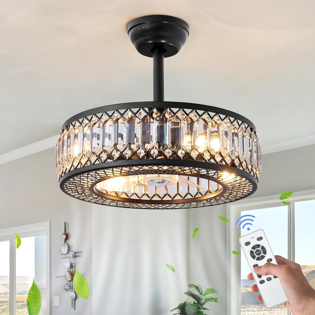 20" Black Crystal Ceiling Fan with Lights O35123