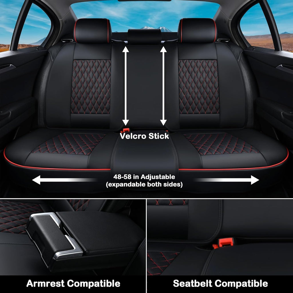Black Nappa Leather Car Seat Covers Full Set J914923