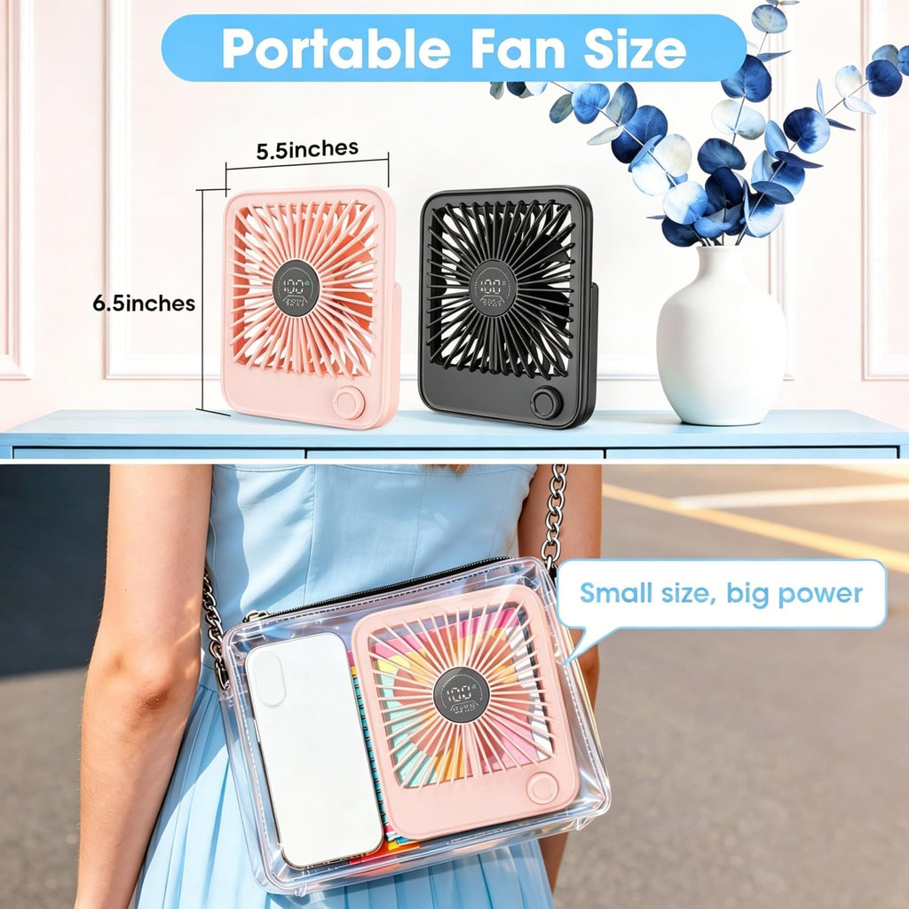2 Pack Small Rechargeable Quiet Portable Desk Fan W475907