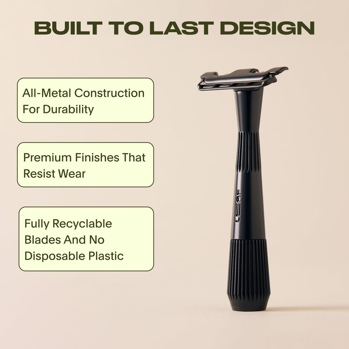 Black All-Metal Single Blade Razor V720654