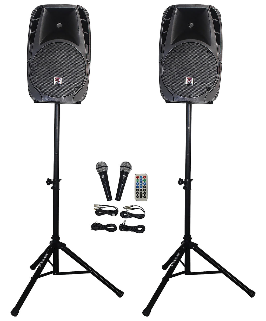 12" Passive PA Speaker System with Metal Wired Mics and Stands E52568