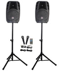 12" Passive PA Speaker System with Metal Wired Mics and Stands E52568