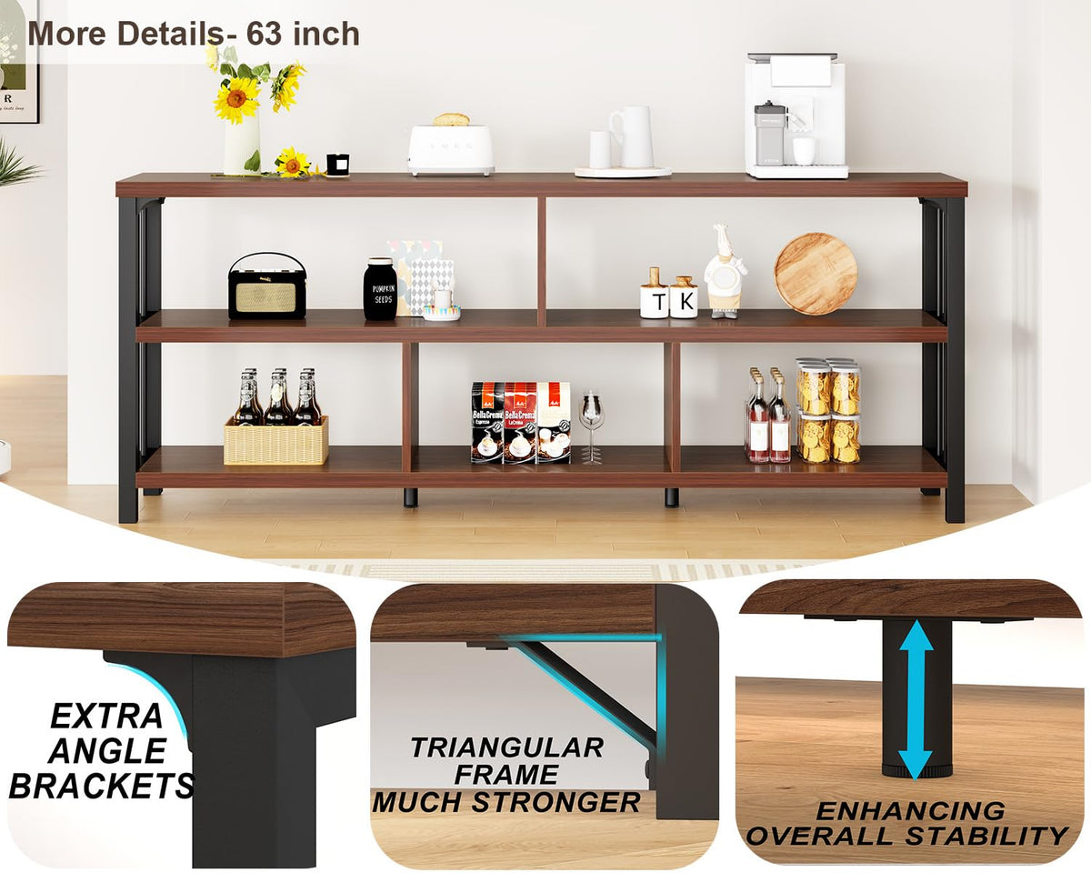 63” Long Low Open Wood Bookshelf L4862