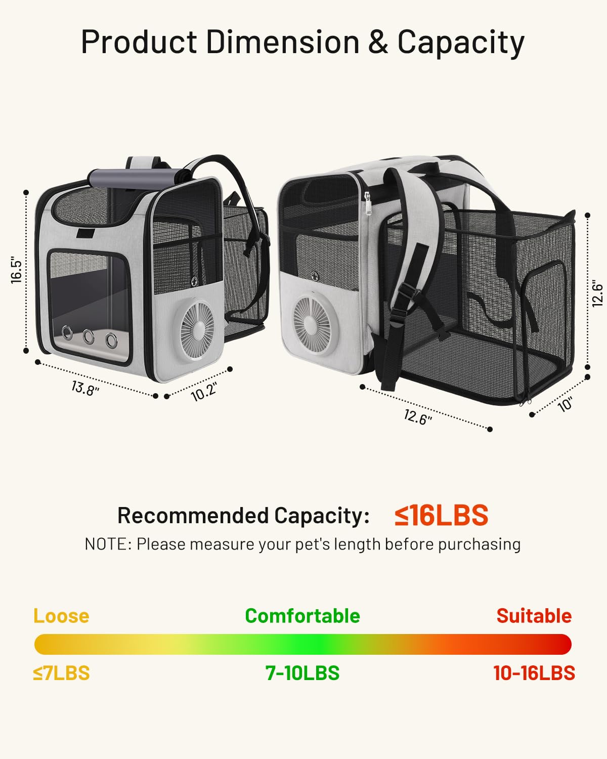 Cat Backpack Carrier with Cooling Fan & Heating Pad Q512000