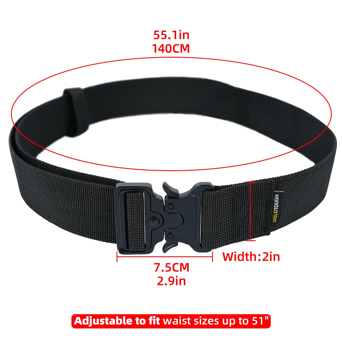 2" Nylon Web Work Tool Belt with Quick Release Metal Buckle K7190