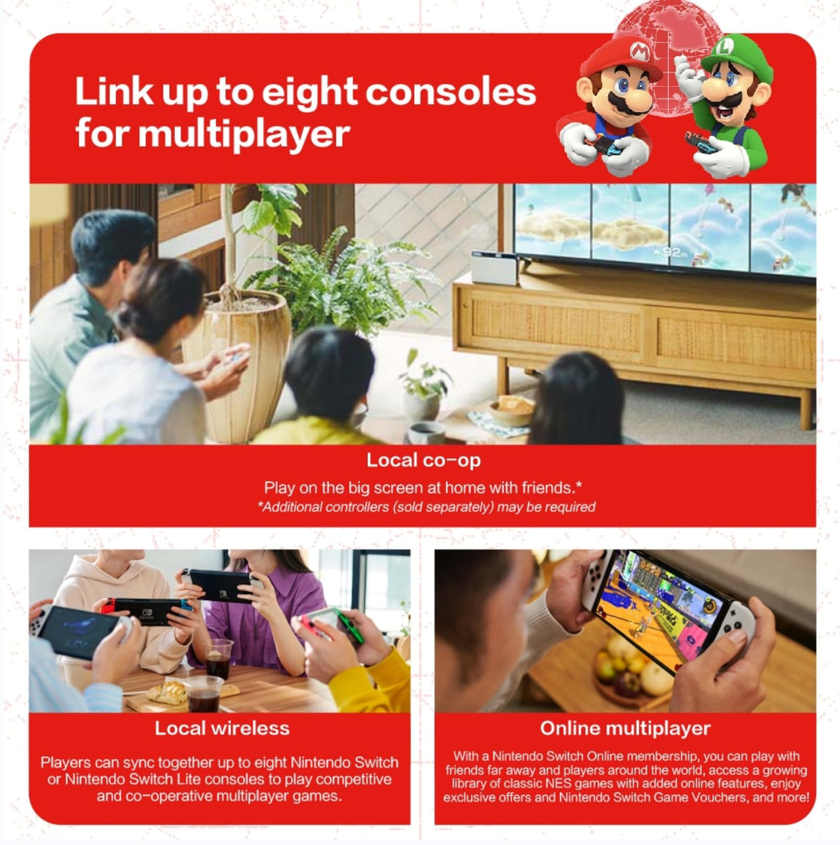 Nintendo Switch OLED Model with Neon Blue and Neon Red Joy-Con and 32GB Micro SD Card O4807