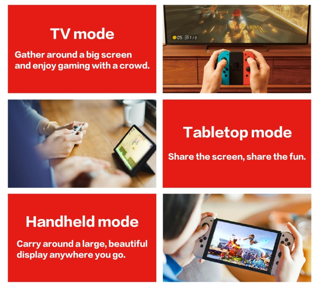 Nintendo Switch OLED Model with Neon Blue and Neon Red Joy-Con and 32GB Micro SD Card O4807