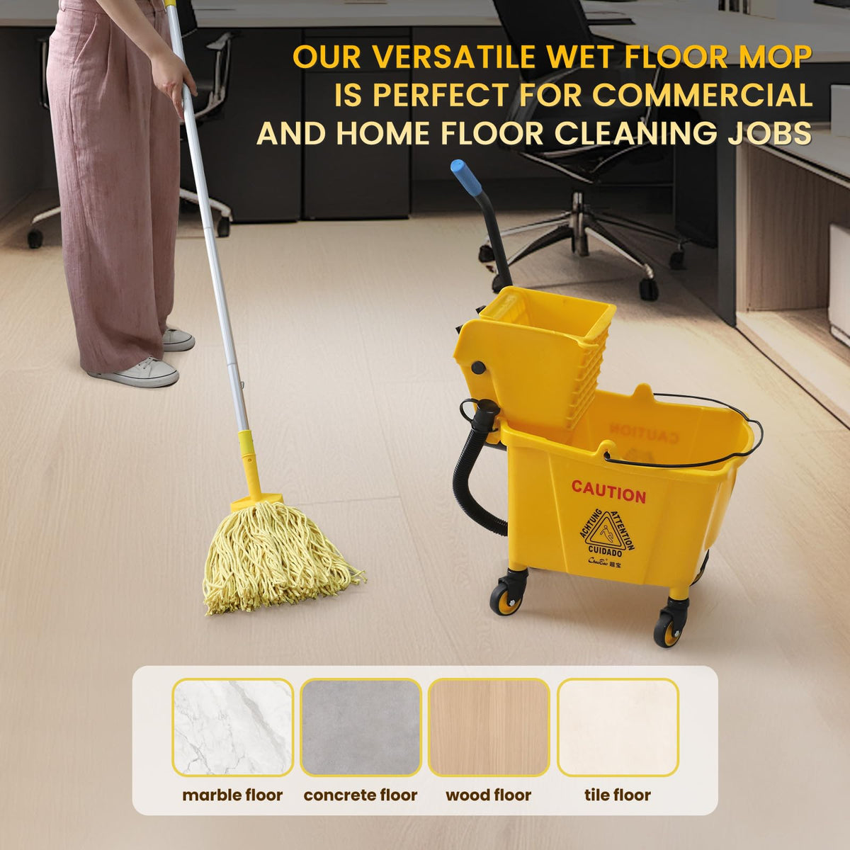35-Qt Mop Bucket with Wringer & Drain Hose I873