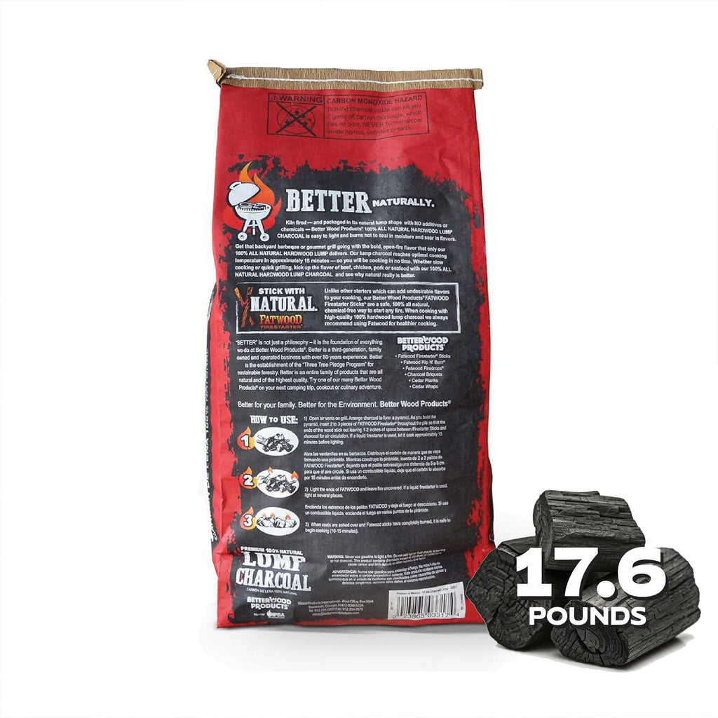 100% All Natural Hardwood Lump Charcoal 17.6 Pounds R16236