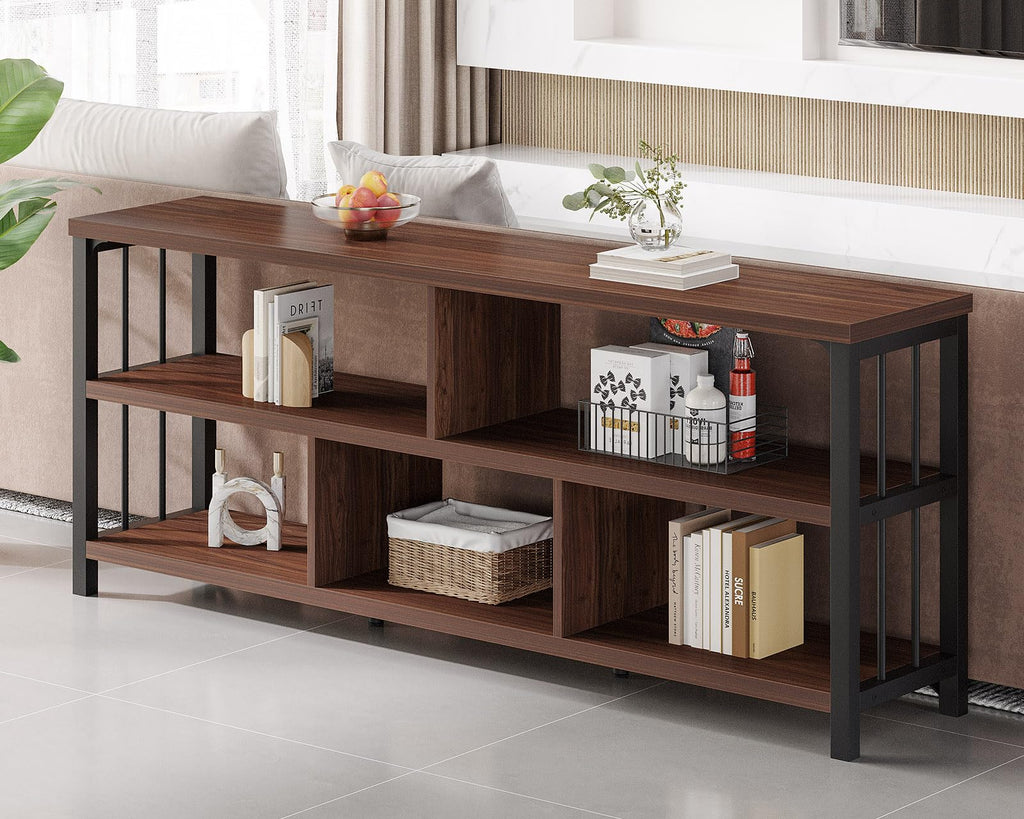 63” Long Low Open Wood Bookshelf L4862