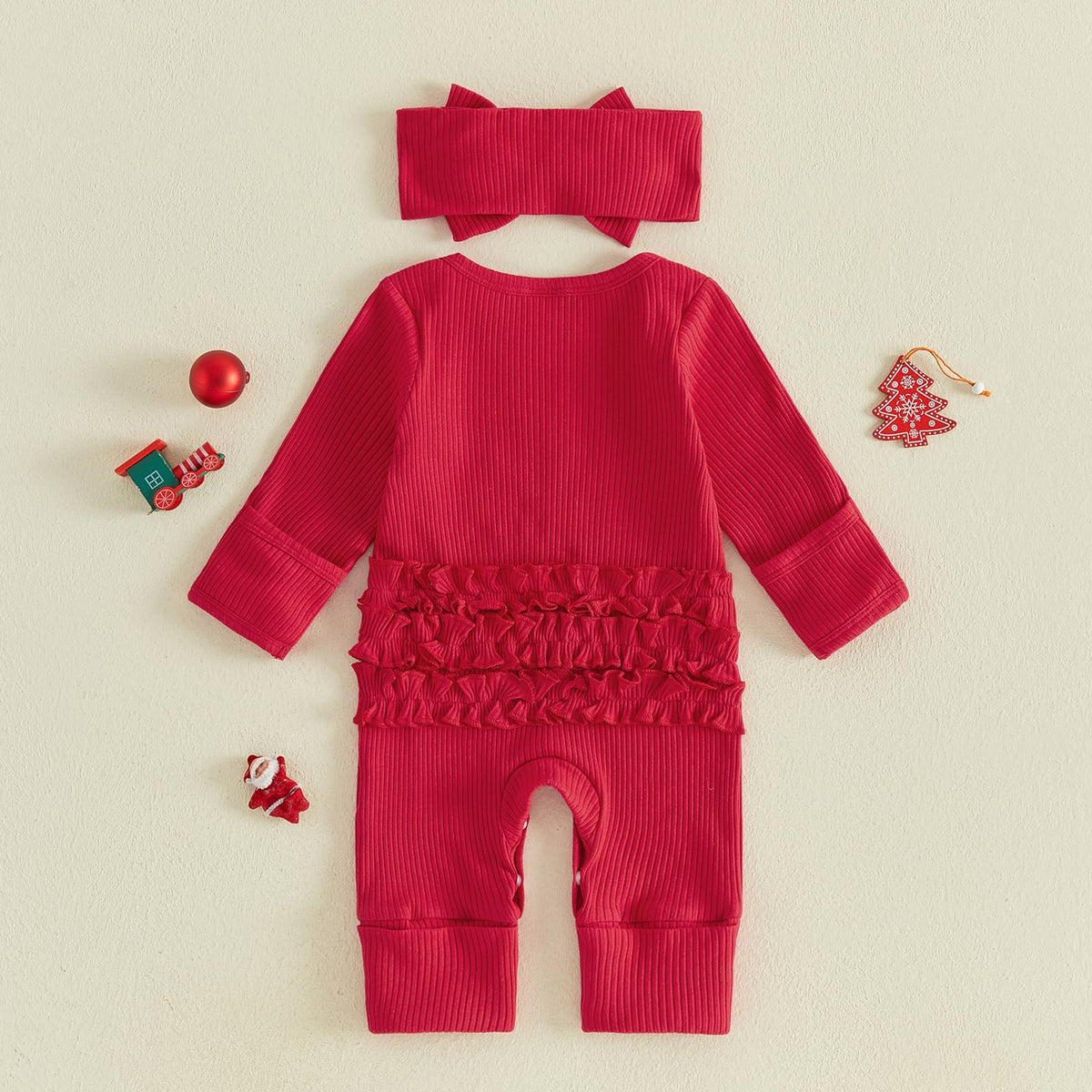 Baby Girl Long Sleeve Romper Headband V5484