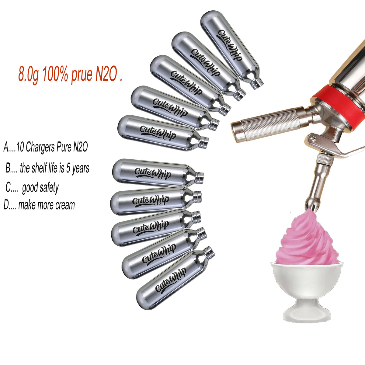 8g Whipped Cream Chargers 10-Pack I513