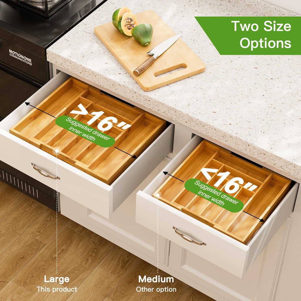 Bamboo Expandable Silverware Drawer Organizer G838438