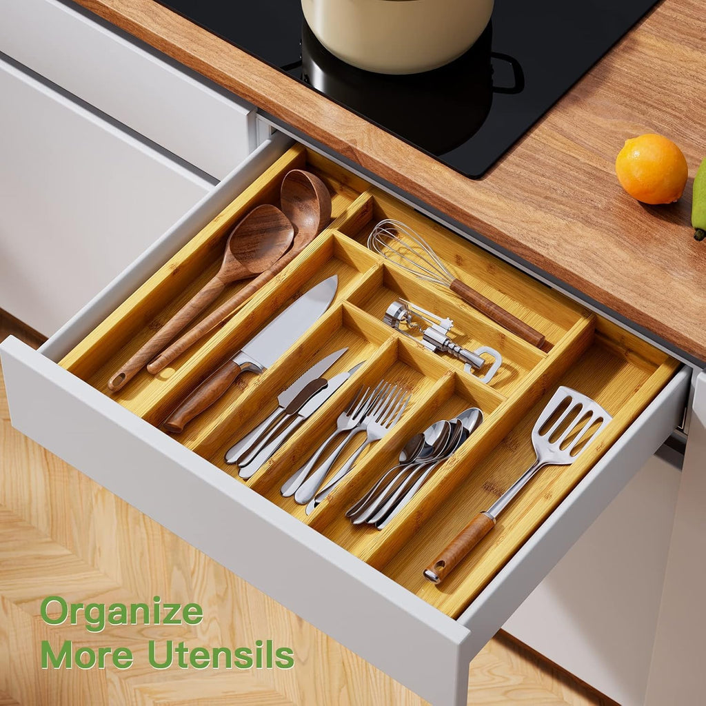 Bamboo Expandable Silverware Drawer Organizer G838438