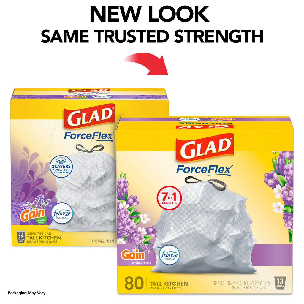 13 Gal Lavender Drawstring Trash Bags, 80 Ct S2542