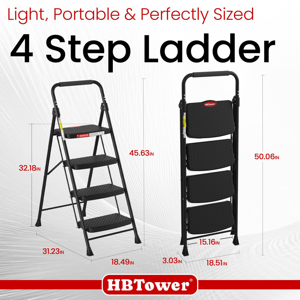 4 Step Ladder Foldable with Wide Anti-Slip Pedal Q7635