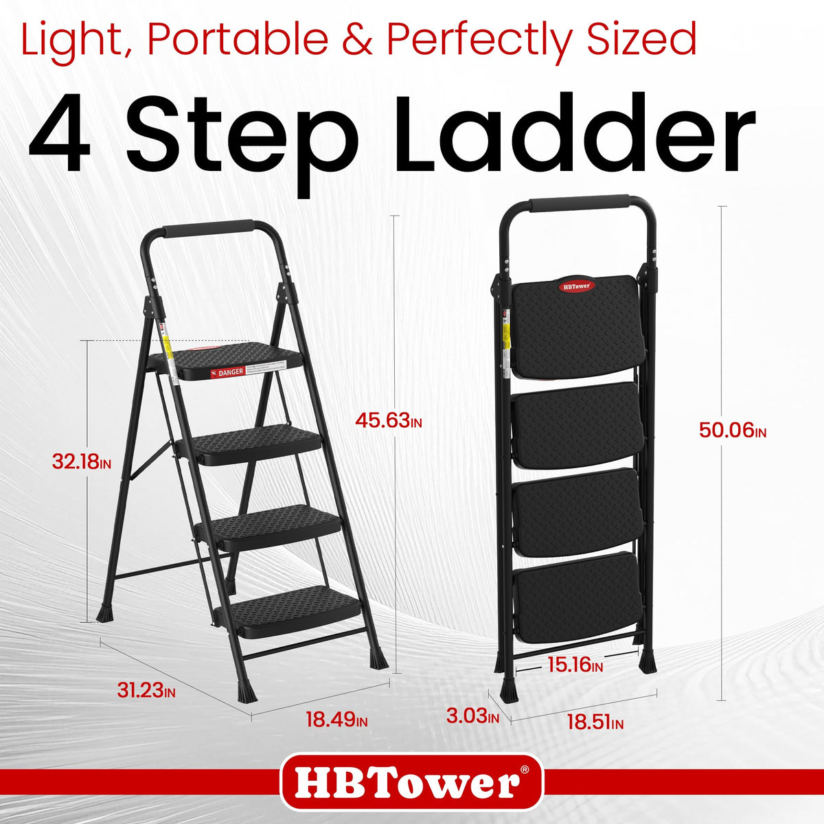 4 Step Ladder Foldable with Wide Anti-Slip Pedal Q7635
