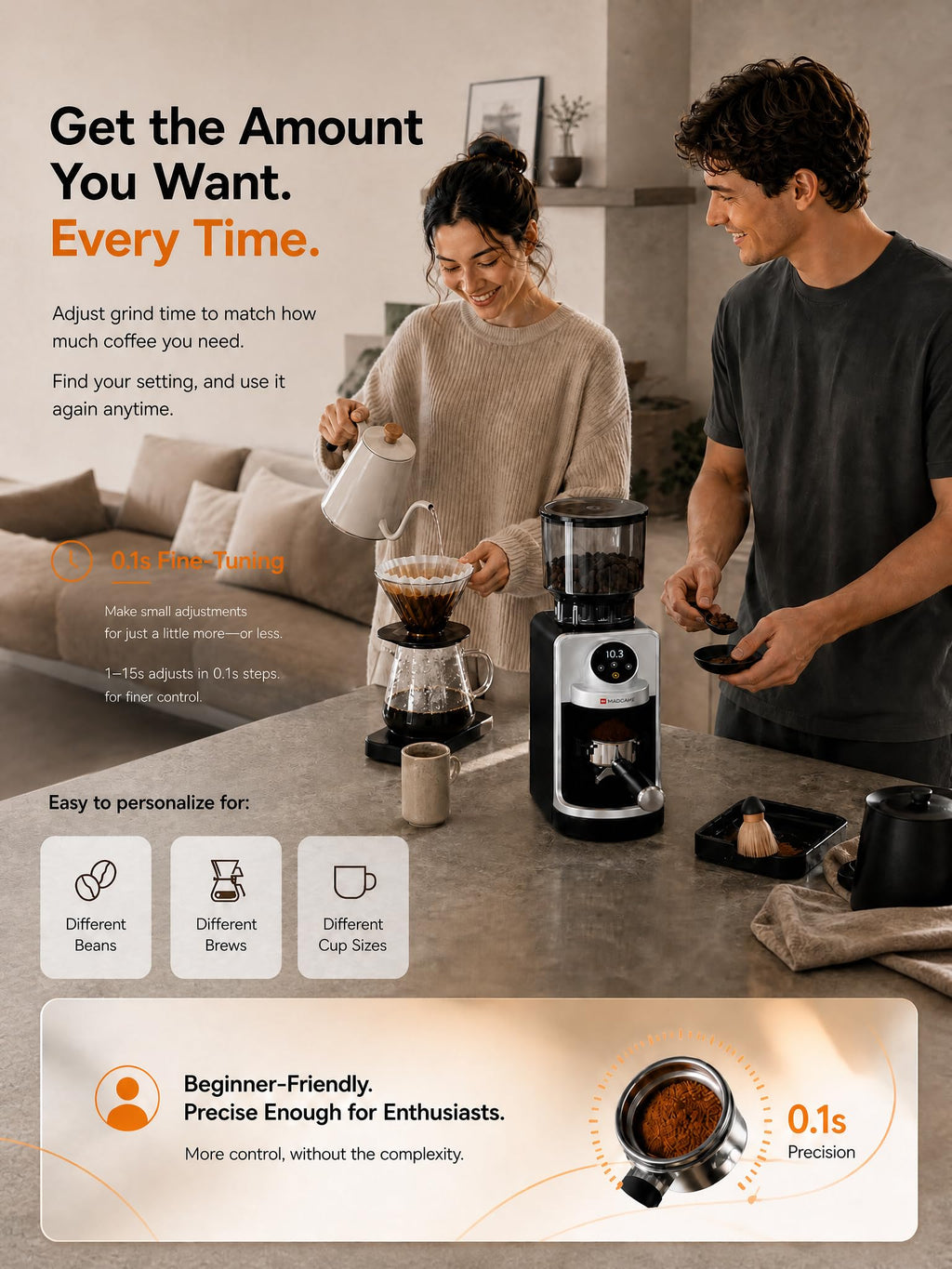 Electric Burr Coffee Grinder with 51 Grind Settings U251