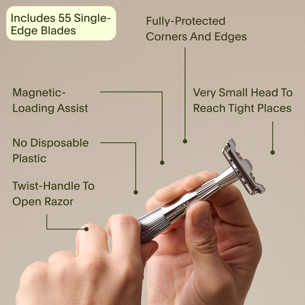Black All-Metal Single Blade Razor V720654
