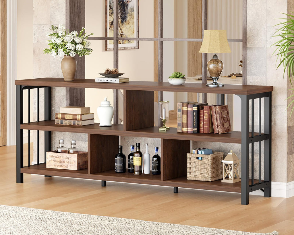 63” Long Low Open Wood Bookshelf L4862