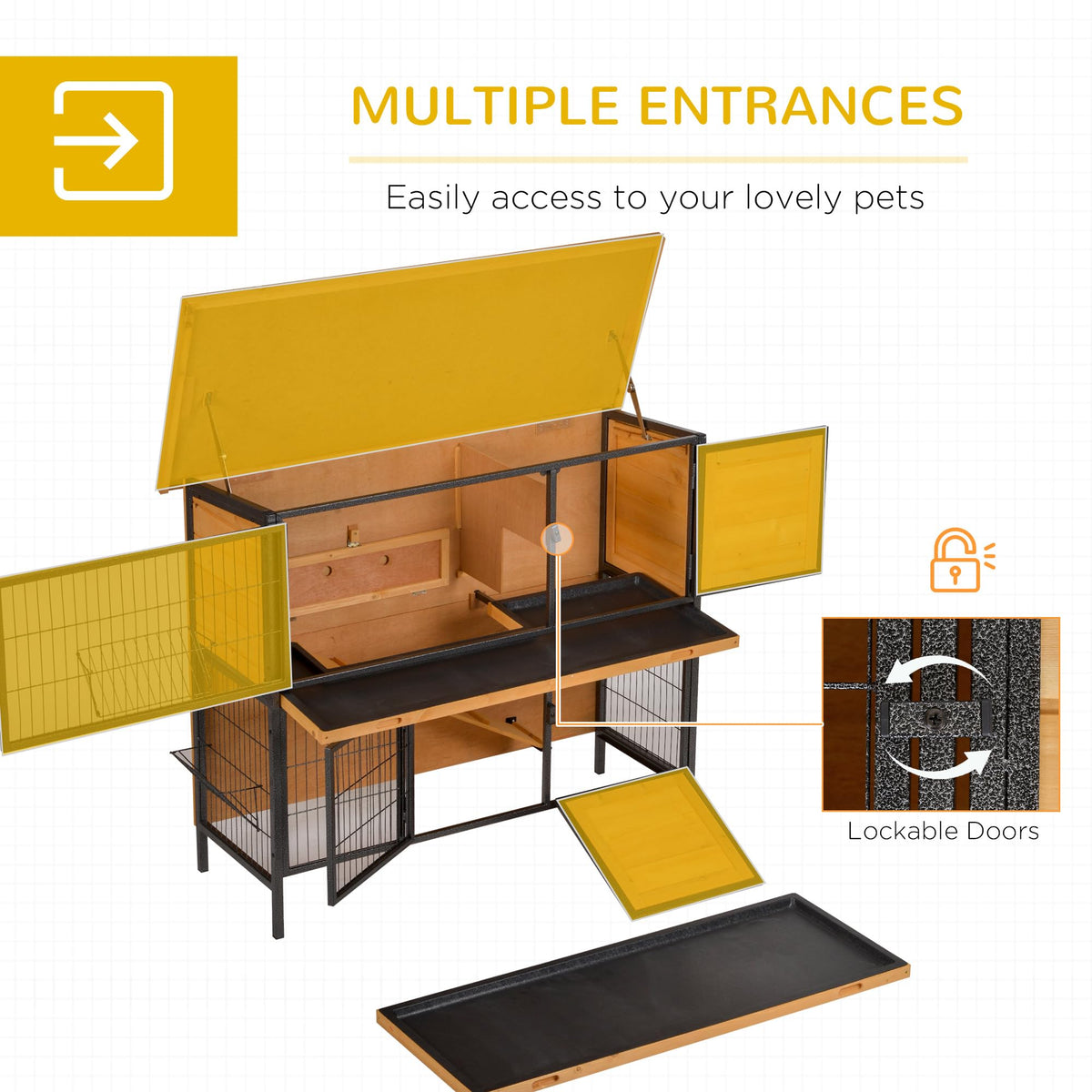 48" 2-Story Rabbit Hutch with Metal Frame G8449