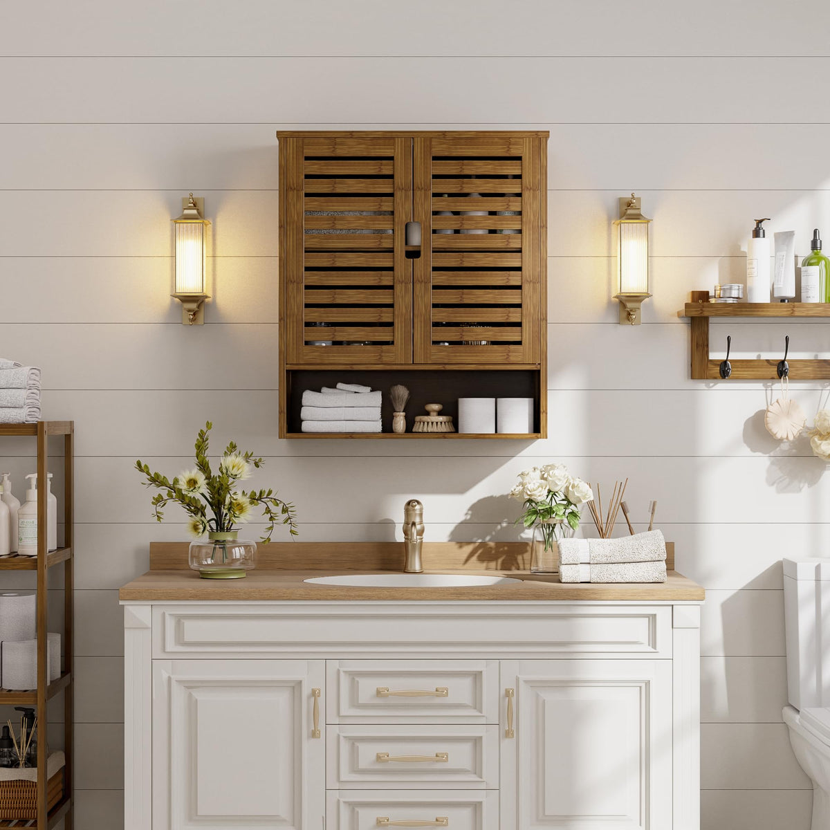 Bamboo Over-The-Toilet Storage Cabinet with 2 Door U761