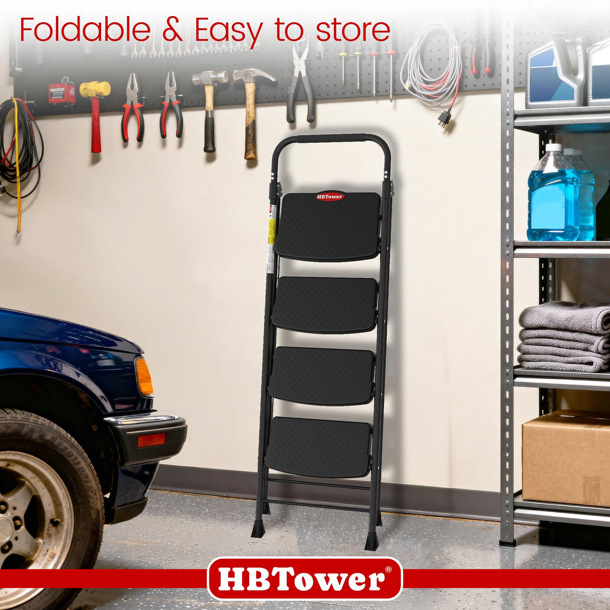 4 Step Ladder Foldable with Wide Anti-Slip Pedal Q7635