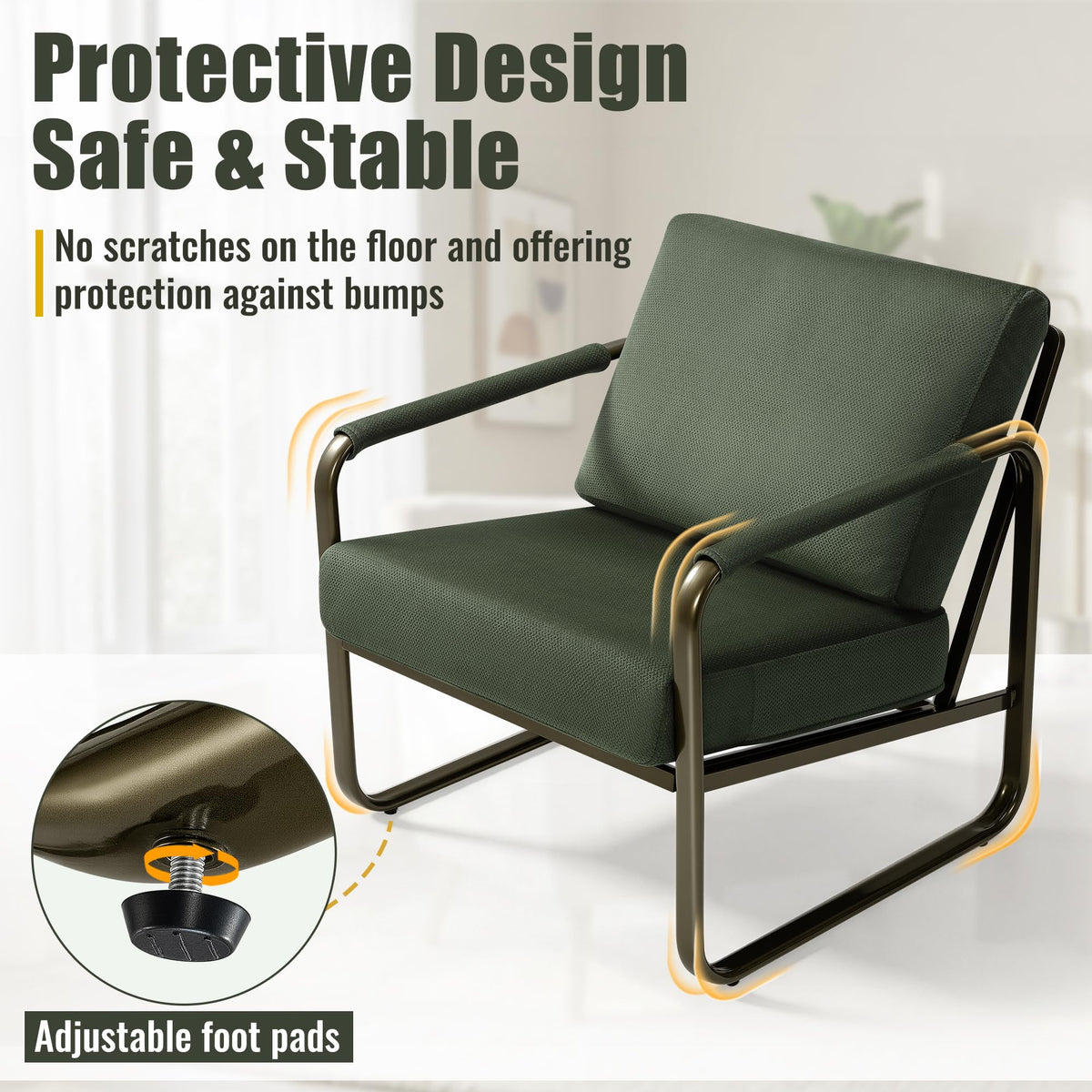 Set of 2 Green Fabric Accent Chair S6613