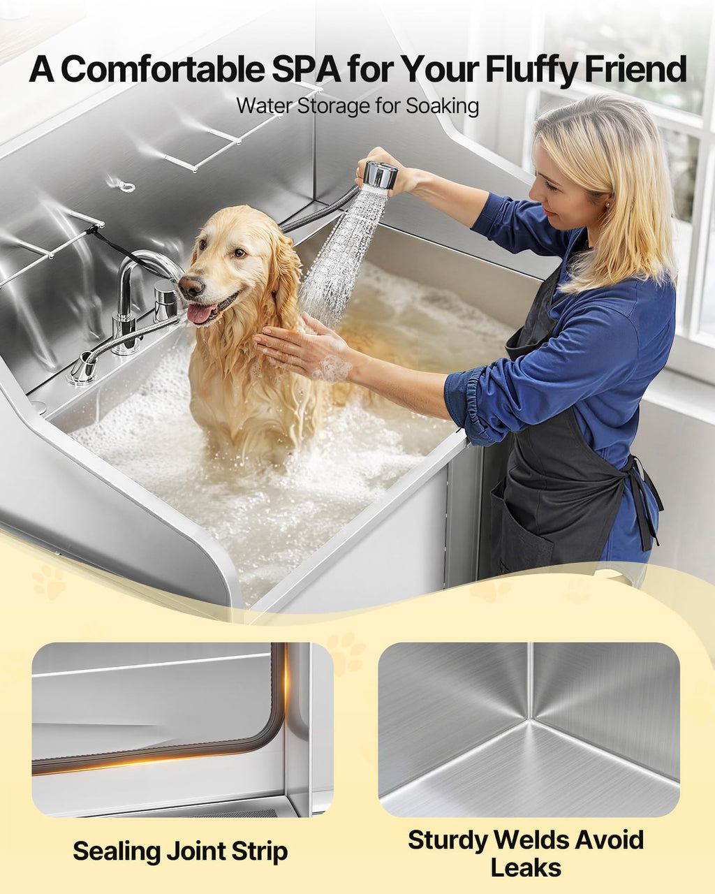 50 Inch 304 Stainless Steel Dog Bath Tub with Ramp B565785