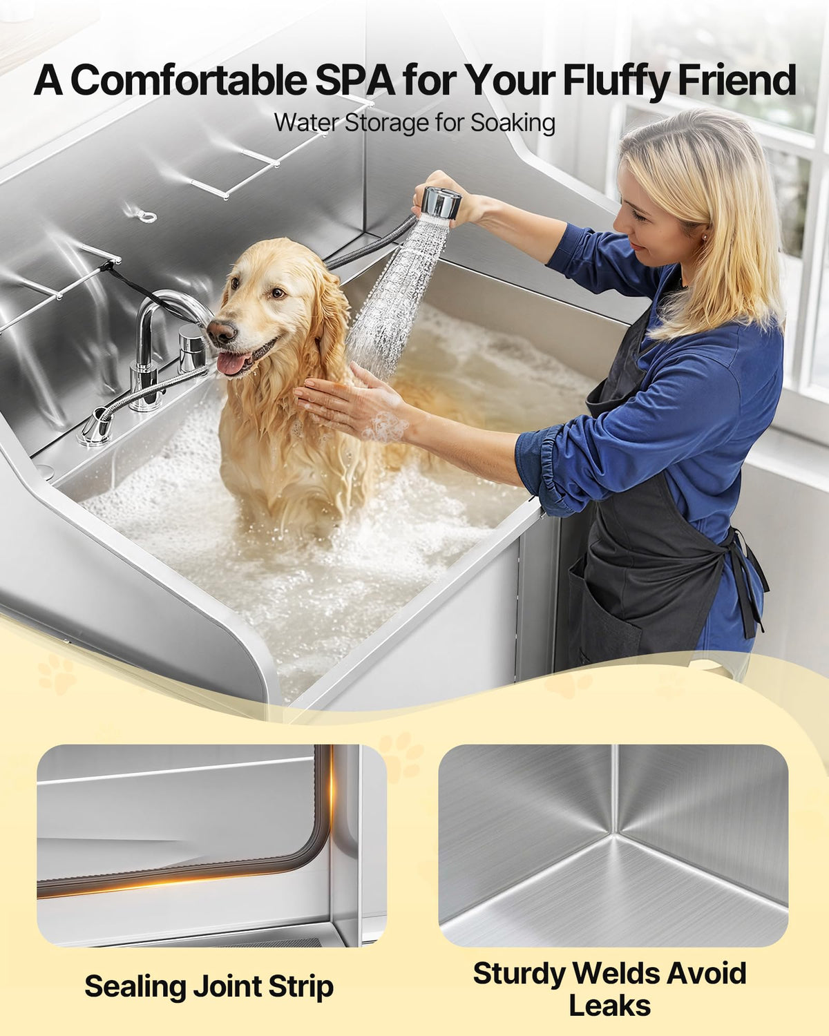 50 Inch 304 Stainless Steel Dog Bath Tub with Ramp B565785