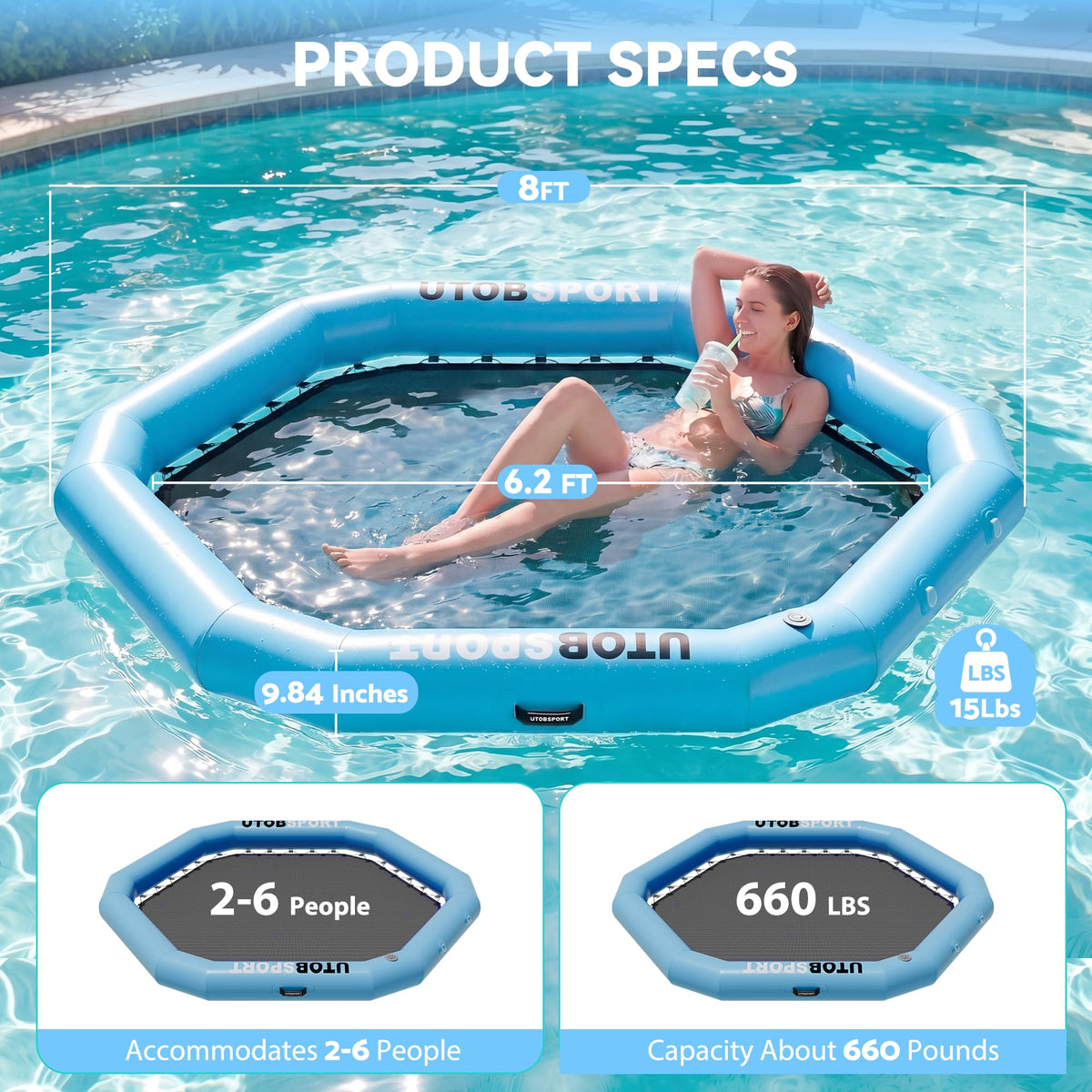Inflatable Water Hammock Floating Platform with Cupholder K8577