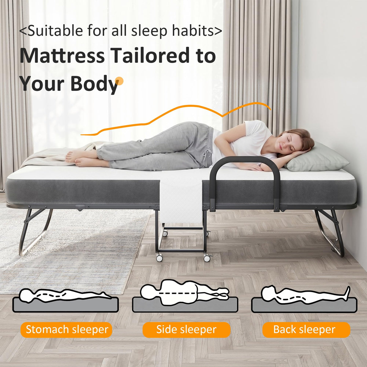 Twin Size Folding Bed with Memory Foam Mattress Z778