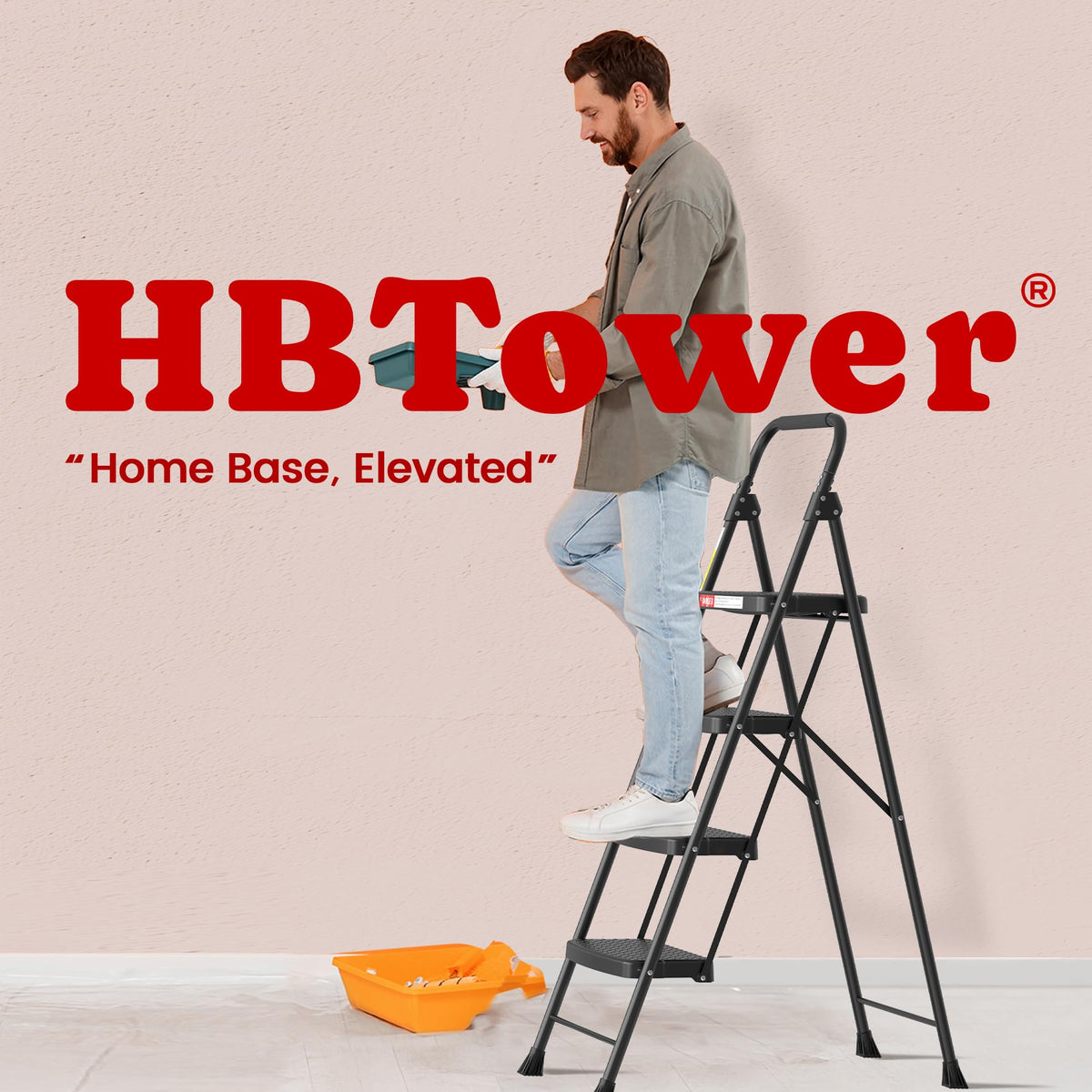4 Step Ladder Foldable with Wide Anti-Slip Pedal Q7635
