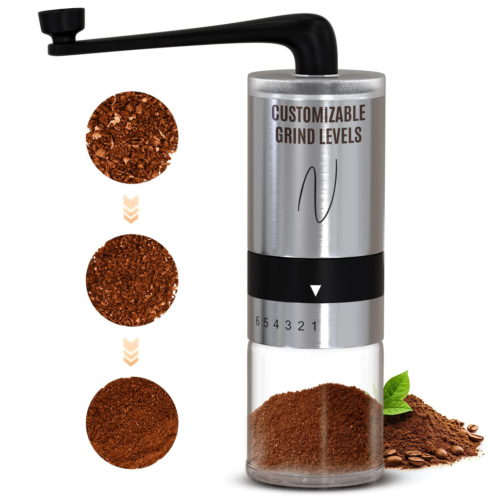 Manual Stainless Steel Hand Crank Burr Coffee Grinder L807355