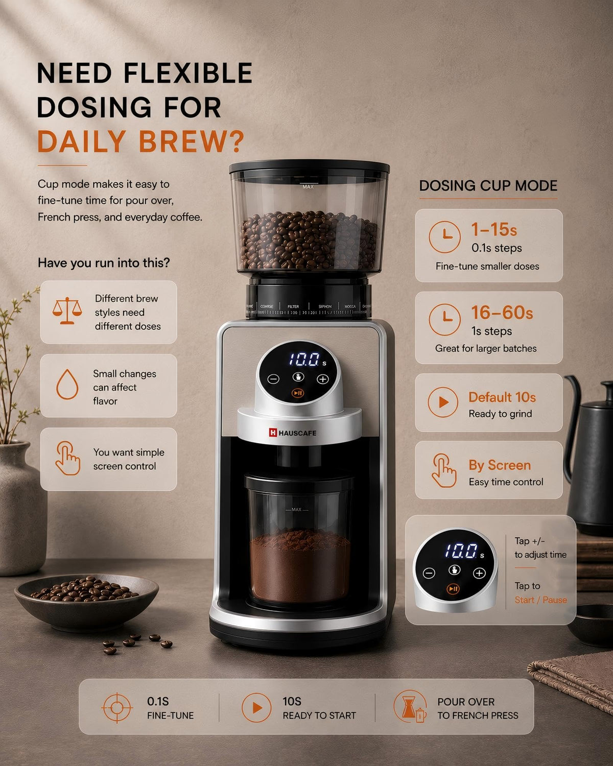 Electric Burr Coffee Grinder with 51 Grind Settings U251