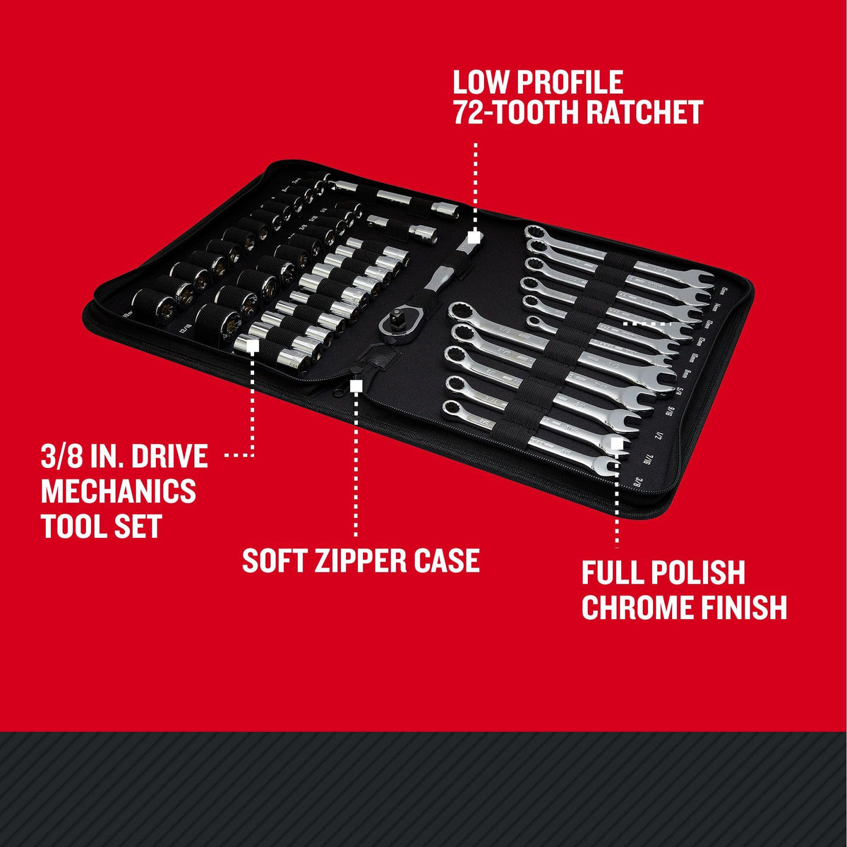 3/8 Inch Drive 47 Piece Mechanics Tool Set S769015