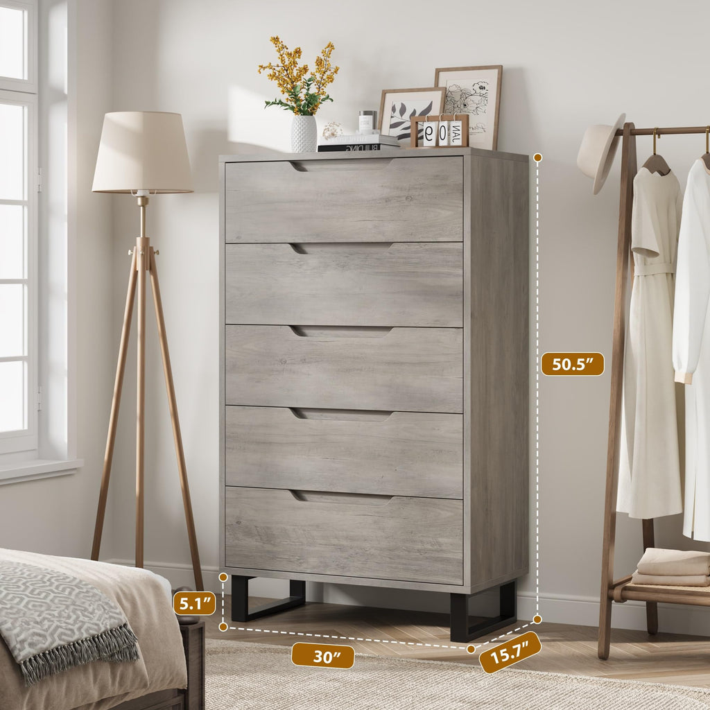 5 Drawer Vertical Dresser with Storage T872494