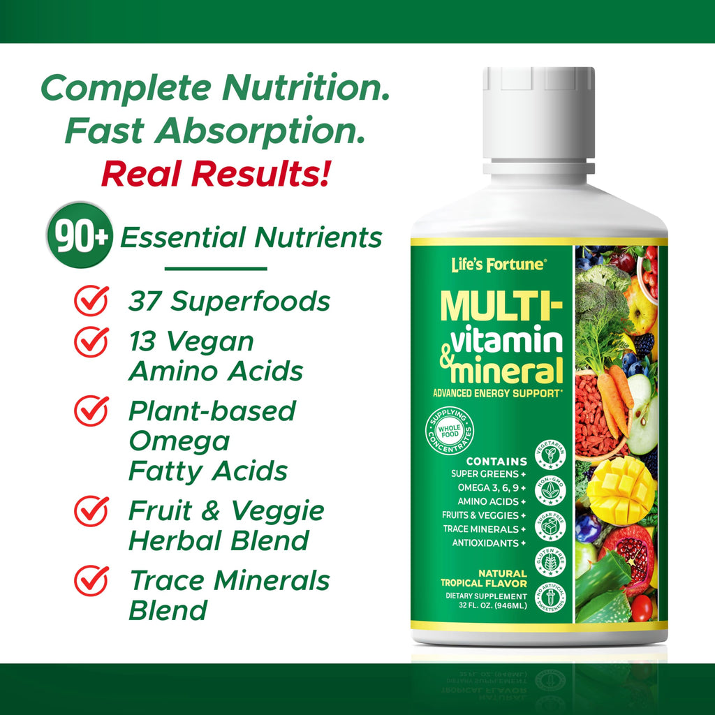 Liquid Multivitamin 90+ Nutrients Sugar Free Tropical Flavor 32 oz X895277