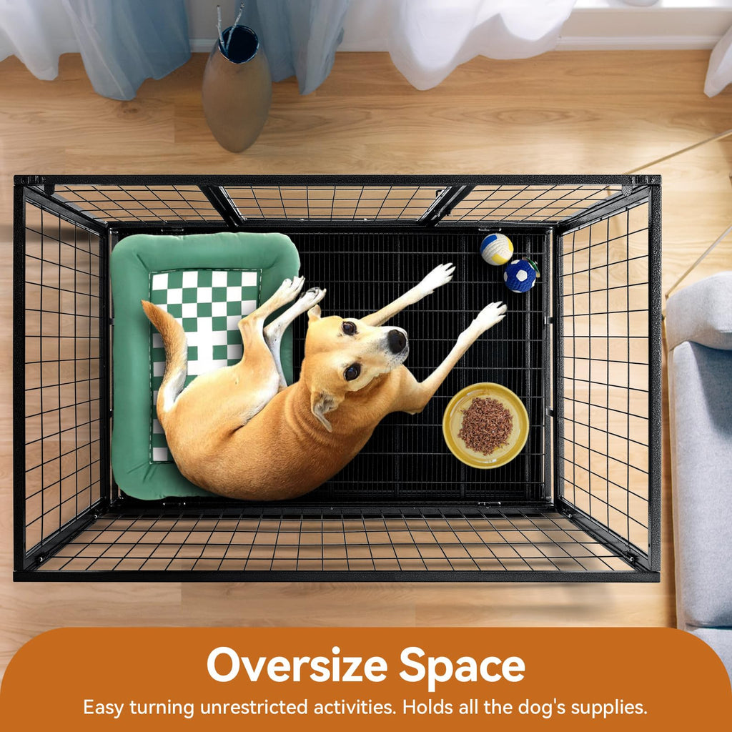 48 inch Wire Dog Crate with Lockable Wheels and Removable Tray Z153