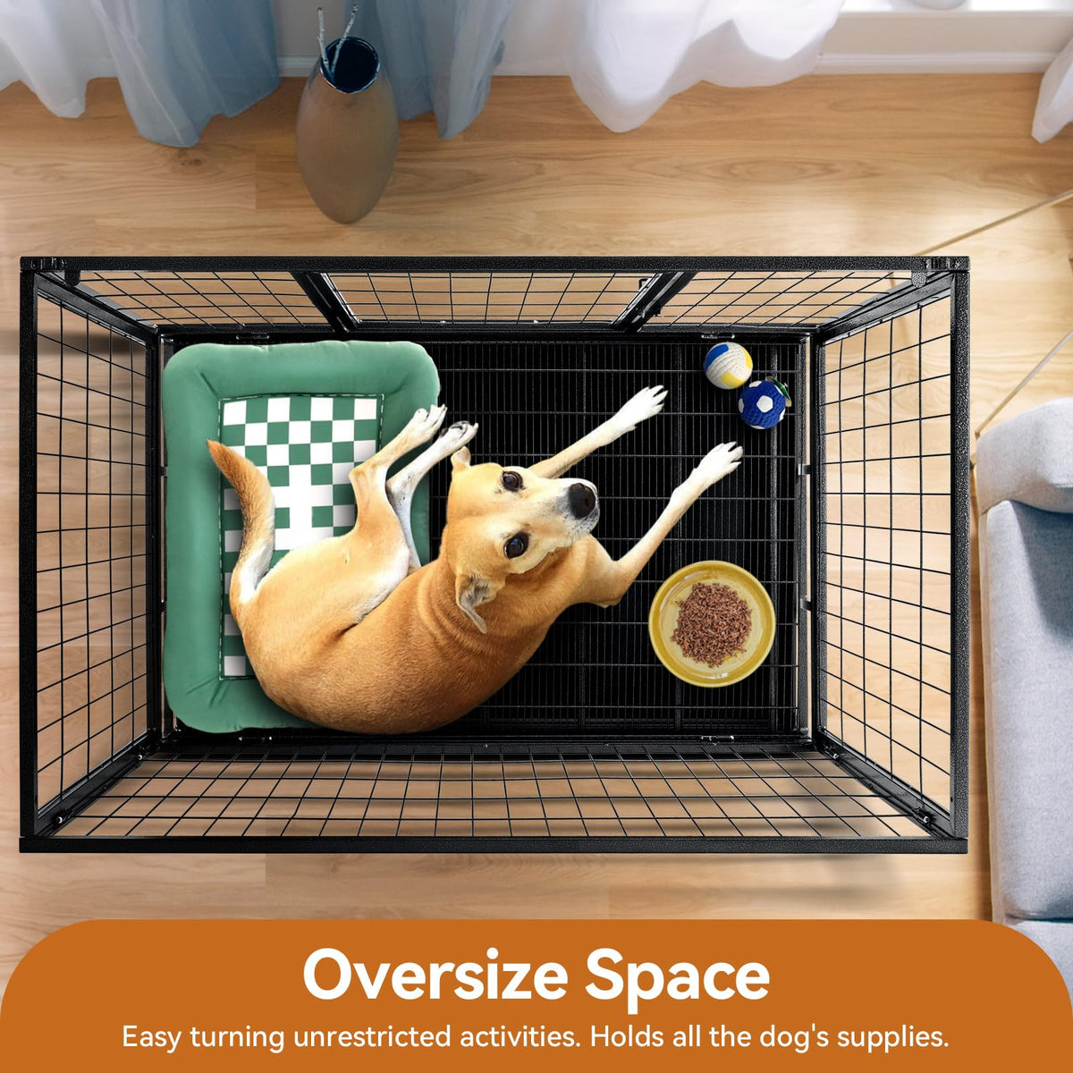 48 inch Wire Dog Crate with Lockable Wheels and Removable Tray Z153