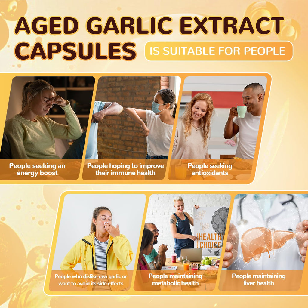 Odorless Aged Garlic Extract Capsules with Magnesium, Zinc, Vitamin B, 300 Softgels O514